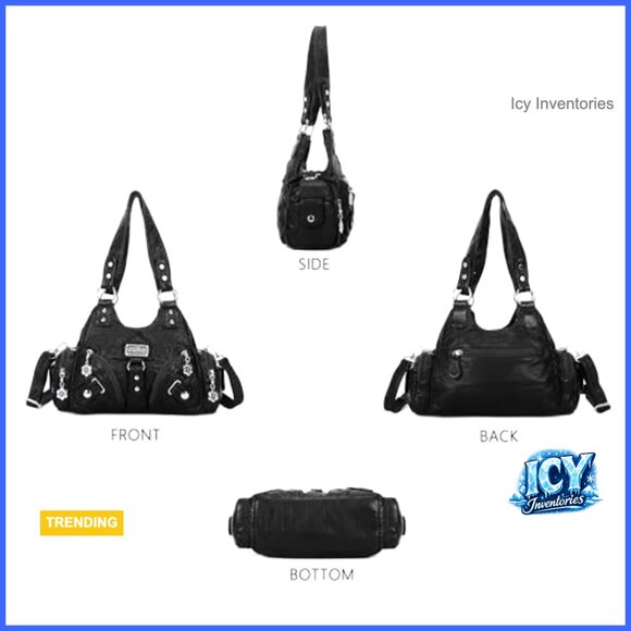 Small Hobo Shoulder Bag Vegan Leather Multi-Pocket Tote with Zipper